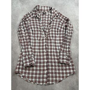 Free People Shirt Womens‎ Sz 12  Plaid Studded Long Sleeve Button Up Blouse